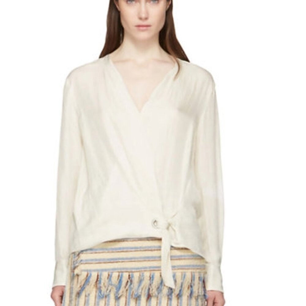 Rag & Bone Felix Popover Blouse Large Faux Wrap I… - image 2